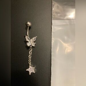 Belly button ring with butterfly design. Dangle style. New in bag. Super cute 🥰